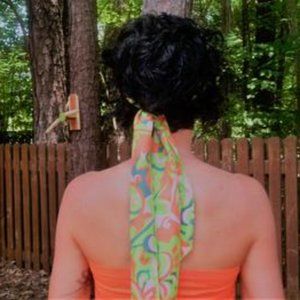 Women's Green Multicolored Boho Satin Pongee Festi